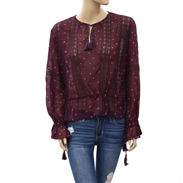 ULLA JOHNSON Elke Embroidered Georgette Blouse Top S 4