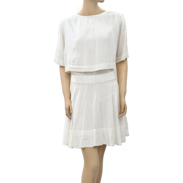 IRO Finley Ruffle Ivory Mini Dress M 38