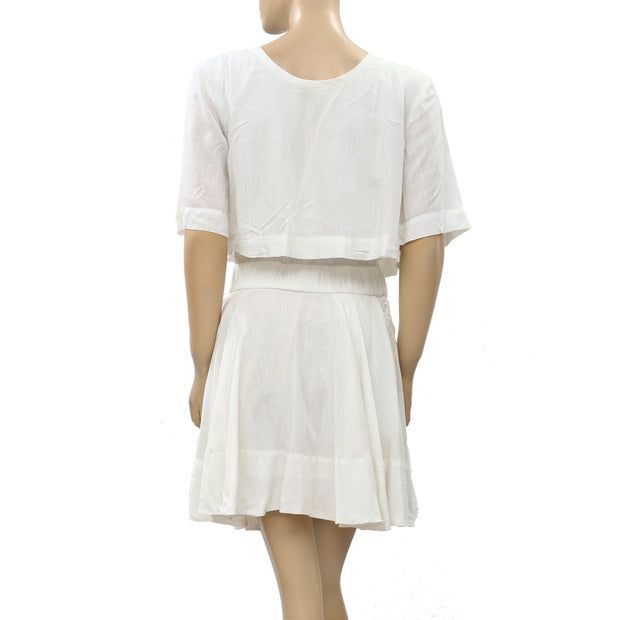 IRO Finley Ruffle Ivory Mini Dress M 38