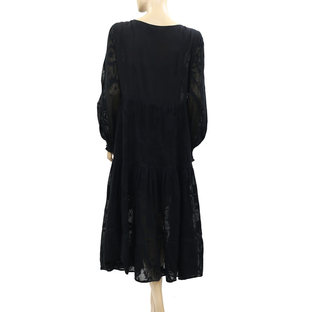 Odd Molly Anthropologie Floral Embroidered Midi Dress