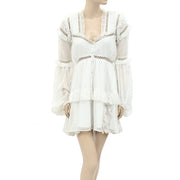 Asos Design Ruffled Crochet Lace Tunic Mini Dress XS