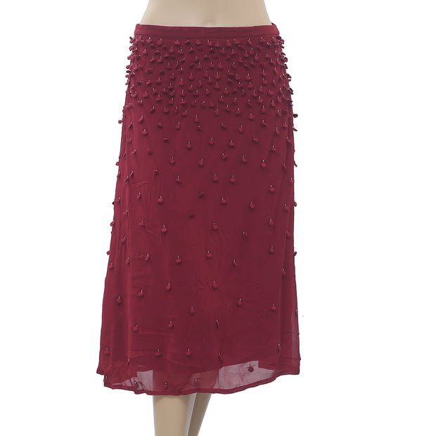 Hoss Intropia Anthropologie Embroidered Beads Skirt S