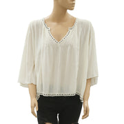 Denim & Supply Ralph Lauren Studded Ivory Blouse Top