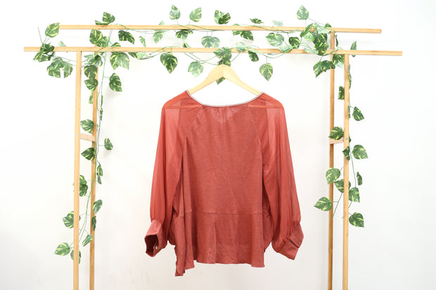Akemi + Kin Anthropologie Fenn Embroidered Blouse Top