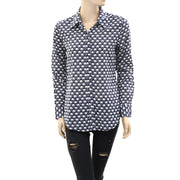$477 Nili Lotan Kate Printed Cotton-Voile Shirt Blouse Top