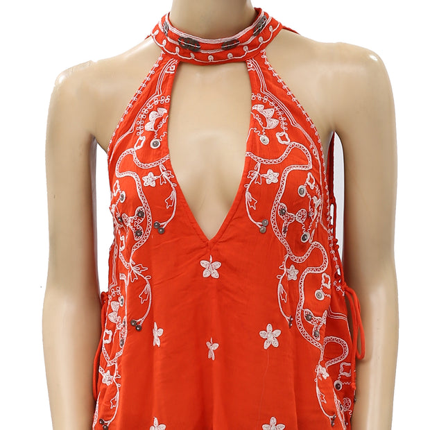 Free People Embroidered Blouse Top XS