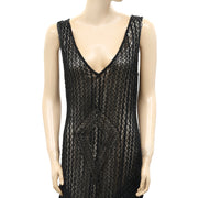 Mac Duggal Beaded Black Maxi Gown Dress S
