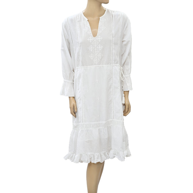 Ulla Johnson Embroidered Ivory Mini Dress L