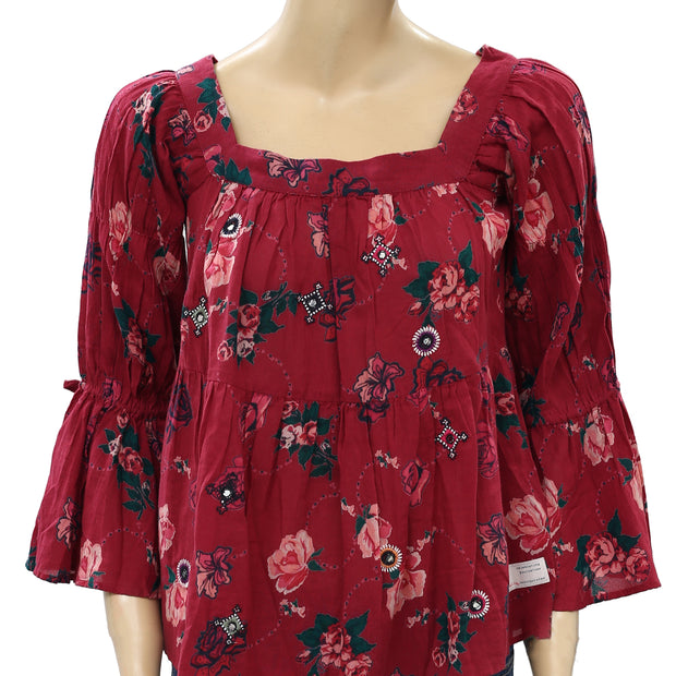 Odd Molly Anthropologie Floral Printed Mirror Blouse Top XS 0
