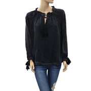 Zadig & Voltaire Theresa Lace Beaded Black Blouse Top