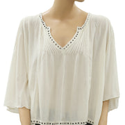 Denim & Supply Ralph Lauren Studded Ivory Blouse Top