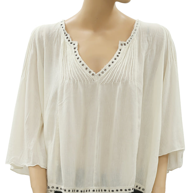 Denim & Supply Ralph Lauren Studded Ivory Blouse Top