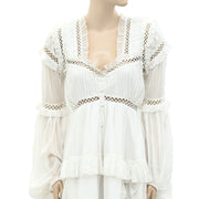 Asos Design Ruffled Crochet Lace Tunic Mini Dress XS