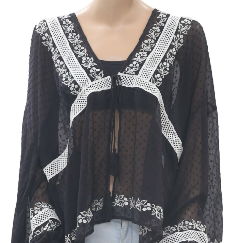 Joanna Hope Folk Embroidered Tunic Wrap Top