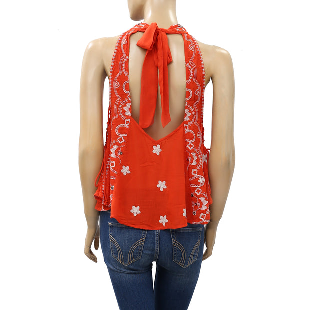 Free People Embroidered Blouse Top XS