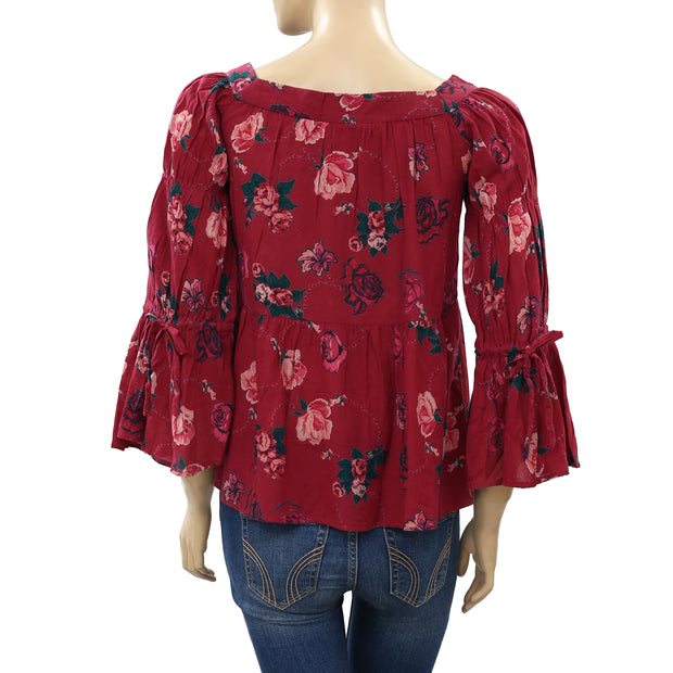 Odd Molly Anthropologie Floral Printed Mirror Blouse Top XS 0