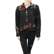 Chico's Floral Embroidered Buttondown Jacket Top M