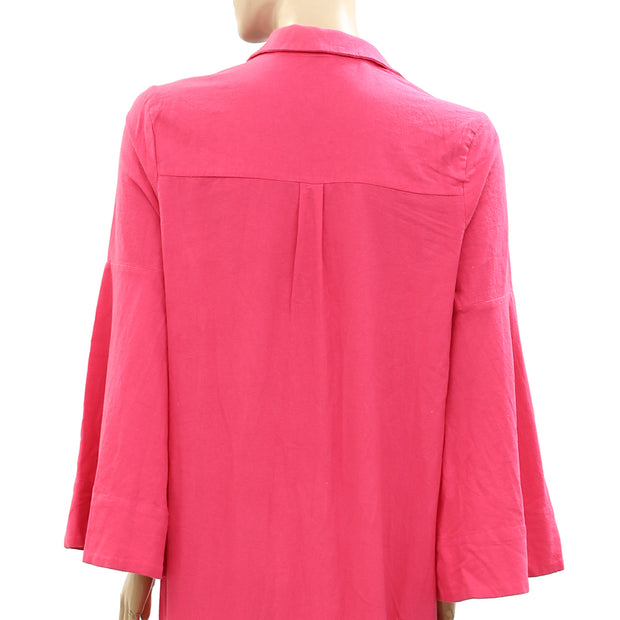 Rhode Solid Midi Shirt Dress XS