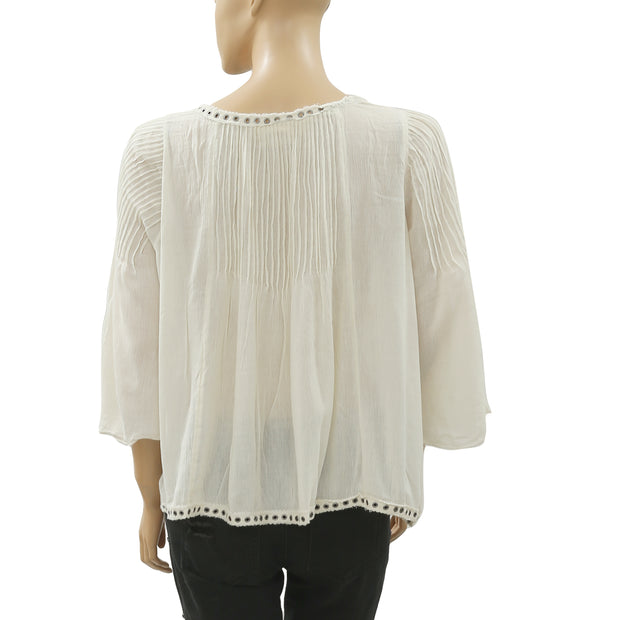 Denim & Supply Ralph Lauren Studded Ivory Blouse Top