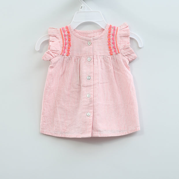 White Chocolate Kids Baby Girl Buttondown Dress 0-2 Month