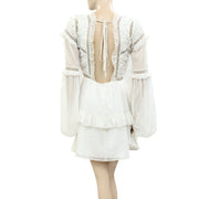 Asos Design Ruffled Crochet Lace Tunic Mini Dress XS