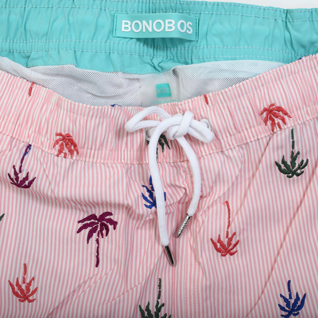 Bonobos Riviera Recycled Swim Plum Embroidered Striped Trunks Shorts