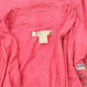 April Cornell Embroidered Pink Asymmetrical Cardigan Top S