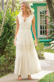 Soft Surroundings Dominica Ivory Maxi Dress Crochet Lace XL