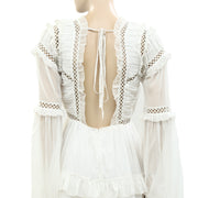 Asos Design Ruffled Crochet Lace Tunic Mini Dress XS