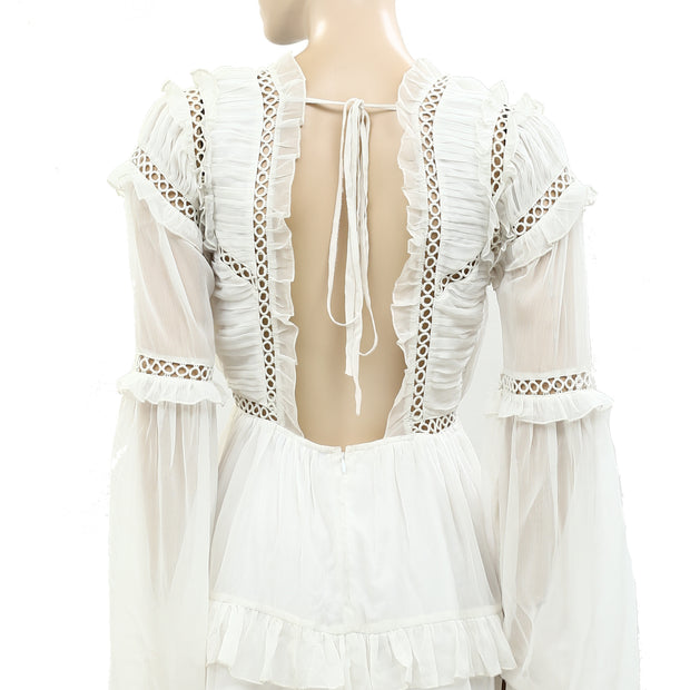 Asos Design Ruffled Crochet Lace Tunic Mini Dress XS