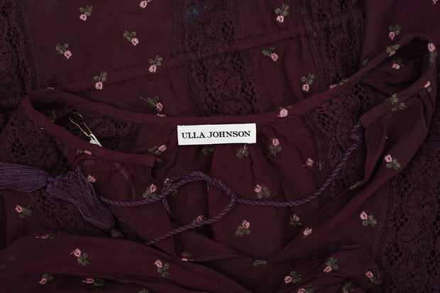 ULLA JOHNSON Elke 刺绣乔其纱衬衫上衣 S 4