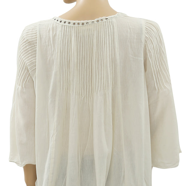 Denim & Supply Ralph Lauren Studded Ivory Blouse Top