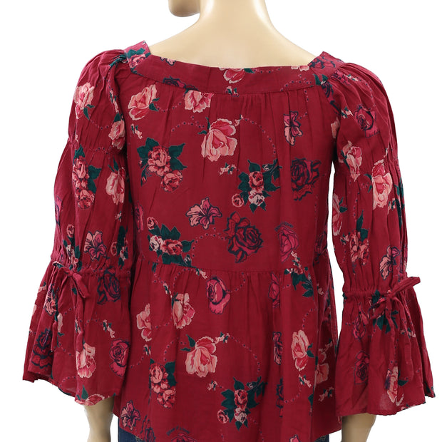 Odd Molly Anthropologie Floral Printed Mirror Blouse Top XS 0