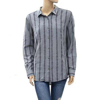 Free People Striped Buttondown Shirt Top S