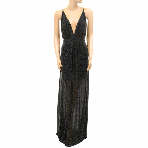 Mac Duggal Beaded Embellished Slip Gown Maxi Dress S