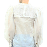 Zadig & Voltaire Embroidered Balloon-sleeve Blouse Top Lace Pintuck XS
