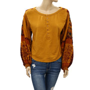 Free People Light Magic Henley Blouse Top