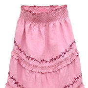 Loveshackfancy Kids High & Low Embroidered Pink Skirt S