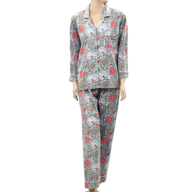 White Chocolate Floral Printed Shirt Pajama Set M-38