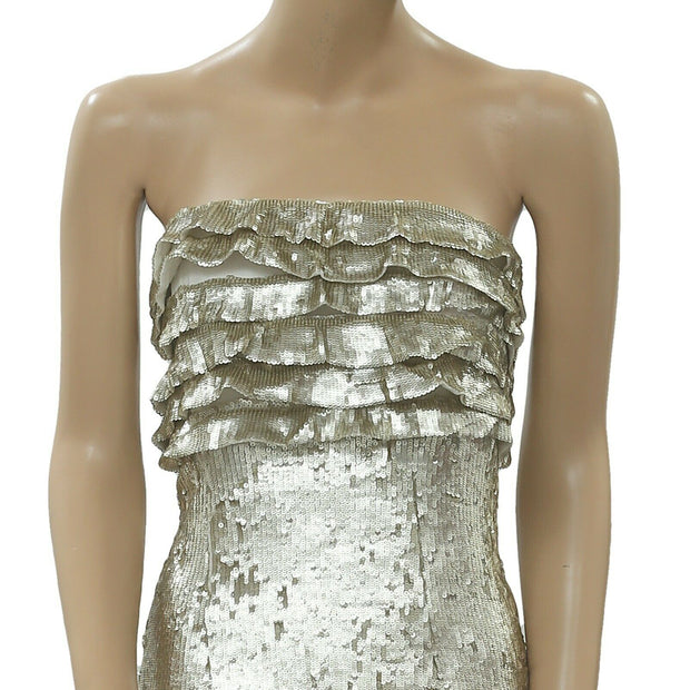 Free People Sequined Ruffle Tube Mini Dress S