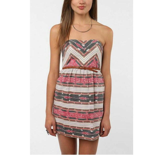 Staring At Stars Urban Outfitters Strapless Print Blocked Tube Mini Dress S