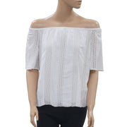 Anthropologie 孔眼刺绣白色衬衫上衣 XS