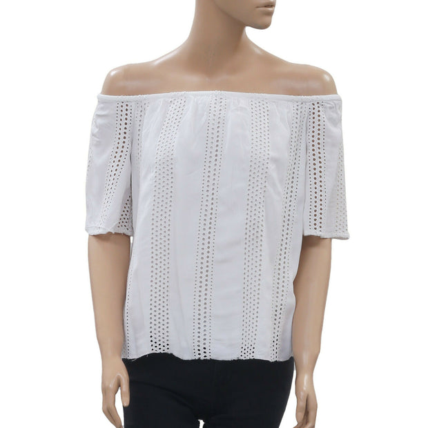 Anthropologie 孔眼刺绣白色衬衫上衣 XS