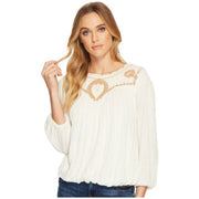 Free People Begonia Tee Embroidered Blouse Top XS