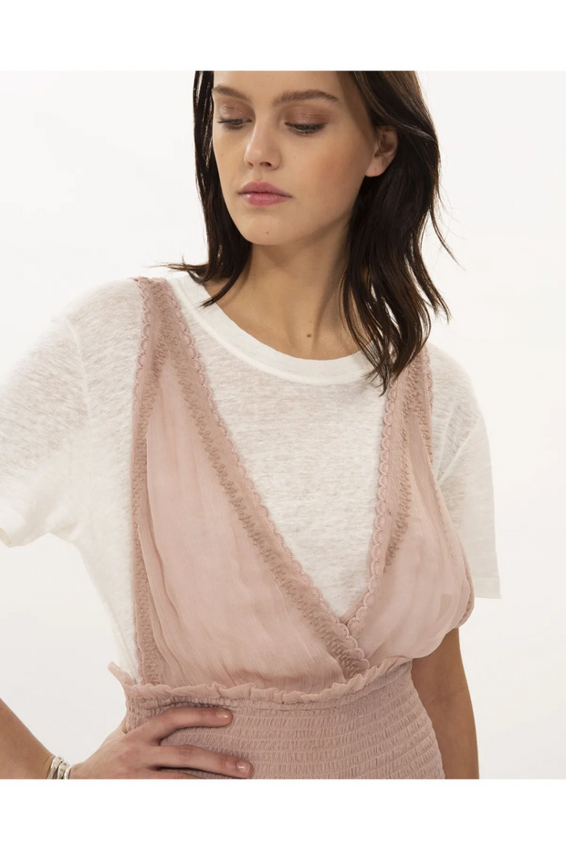 IRO Luster Embroidered Lace Ruffled Flared Mini Dress