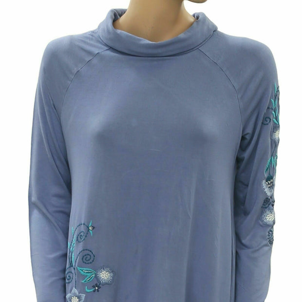 Soft Surroundings Amelia Floral Embroidered Turtle Top S