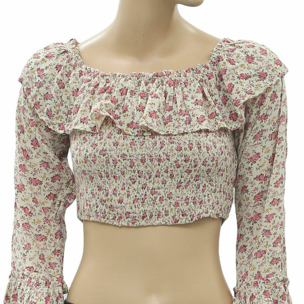 Kimchi Blue Urban Outfitters Kimora Smocked Crop Top