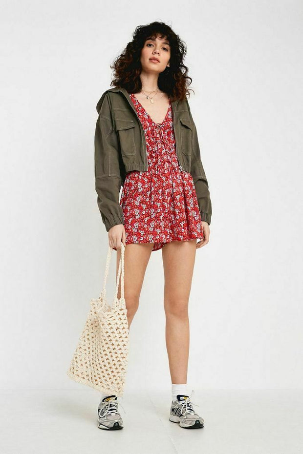 Urban Outfitters Crinkled Floral Romper Dress M