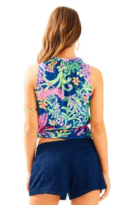 Lilly Pulitzer Essie Indigo All Glow Tank Blouse Top