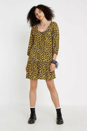 Urban Outfitters UO Livia Yellow Floral Mini Dress
